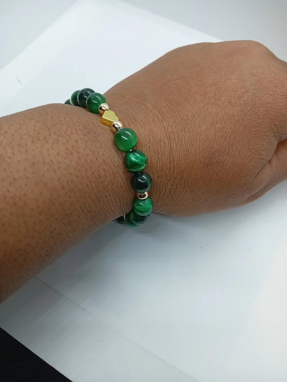 Green Tiger’s Eye & 14K Gold Filled Bracelet Wealth, Growth & Protection Energy